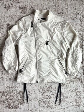 Vintage CNC Costume National White Asymmetric Zip Moto/Windbreaker Jacket